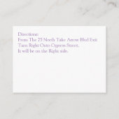 紫のハートアクセント披露宴挿入カード エンクロージャーカード (裏面)