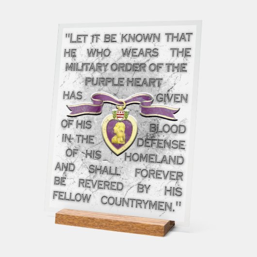 紫のハートアクリル記号 アクリルサイン (傾斜)