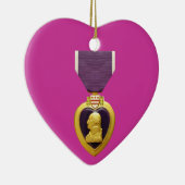 紫のハートクリスマスオーナメント セラミックオーナメント (右)