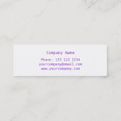 紫のハート'ハート'側の白スキニー スキニー名刺 (裏面)