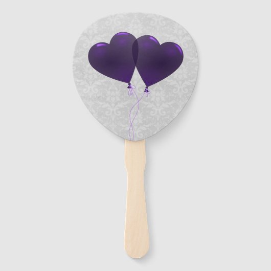 紫のハートバルーン結婚式の引き出物ハンドファン ハンドファン (裏面)