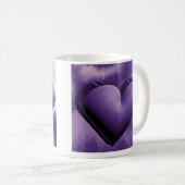 紫のハートバレンタインデー3d水彩マグカップ コーヒーマグカップ (正面右)