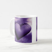 紫のハートバレンタインデー3d水彩マグカップ コーヒーマグカップ (正面左)