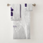 紫のハートパーソナライズされたバスタオルセット バスタオルセット (インサイチュ)