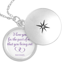 紫のハートパーソナライズされたI Love Youネックレス シルバープレートネックレス