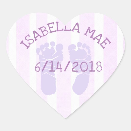 紫のハートベビー発表の足跡 ハートシール (正面)