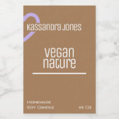 紫のハートモダンシェイプヴィンテージ茶色ろうそく フードラベル (シングルラベル)