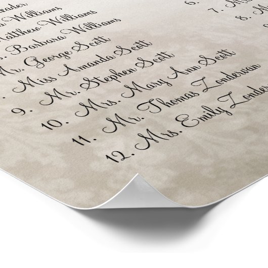 紫のハートリーフツリーの座席表12表 ポスター (角)