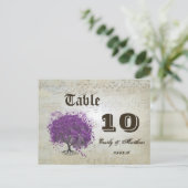 紫のハートリーフツリーテーブル番号 ポストカード (スタンド正面)