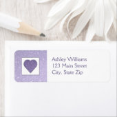 紫のハート差出人住所ラベル ラベル (インサイチュ)