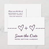 紫のハート式ポストカードの保存 案内ポストカード (正面/裏面)