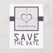 紫のハート数学グラフ日付はがきを保存 案内ポストカード (正面)