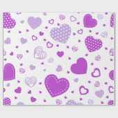 紫のハート白の背景 ラッピングペーパー (フラット)