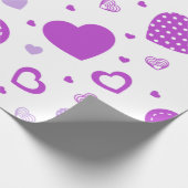 紫のハート白の背景 ラッピングペーパー (角)
