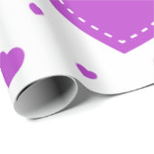 紫のハート白の背景 ラッピングペーパー (ロールコーナー)