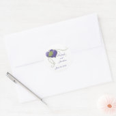 紫のハート緑の渦巻き日付印を保存 ラウンドシール (封筒)