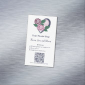 🌷紫のハート開花フローリスト名刺マグネット マグネット名刺 (インサイチュ)