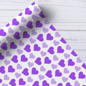 紫のハート魅力的オンホワイトラッピング紙 ラッピングペーパー