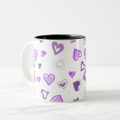 紫のハート ツートーンマグカップ (正面左)