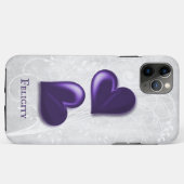 紫のハート パーソナライズされた Case-Mate iPhoneケース (裏面(横))