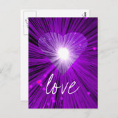 紫のハート「愛」はがき ポストカード (正面/裏面)
