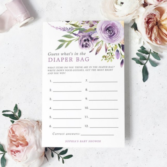 紫のバラおむつバッグシャワーゲームの中に何がある (クリエイターアップロード済み)