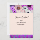 紫のバラとアネモネの花ブライダルシャワー 招待状 (裏面)