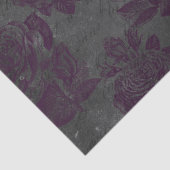 紫のバラとグレーの切り離し上の黒いスクリプト 薄葉紙 (詳細)