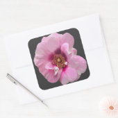 紫のバラとピンクのハート – 油絵 スクエアシール (封筒)