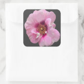 紫のバラとピンクのハート – 油絵 スクエアシール (バッグ)