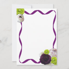 紫のバラとリボン固定 ノートカード