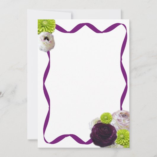紫のバラとリボン固定 ノートカード (正面)
