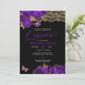 紫のバラとレースバタフライキンセニェラ 招待状 (スタンド正面)
