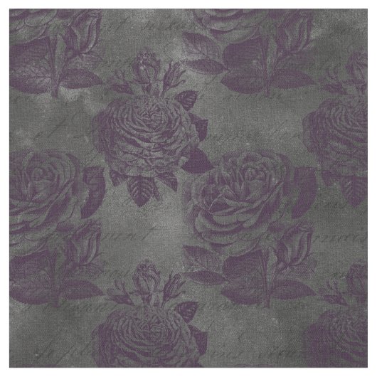紫のバラと書オングレー ファブリック (クローズアップ)