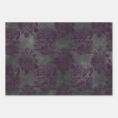 紫のバラと書ズオングレー ラッピングペーパーシート (正面3)