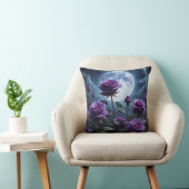 紫のバラと月 クッション (椅子)