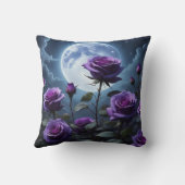 紫のバラと月 クッション (裏面)