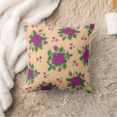 紫のバラと水玉模様 クッション (ブランケット)