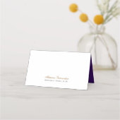 紫のバラと金ゴールドリーフ名プレート プレイスカード (裏面)