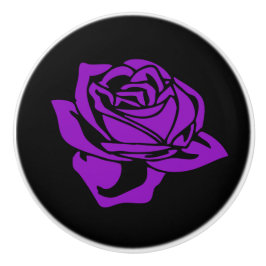 紫のバラと黒のセラミックノブ セラミックノブ