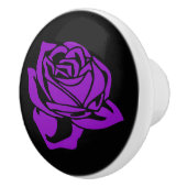 紫のバラと黒のセラミックノブ セラミックノブ (右)