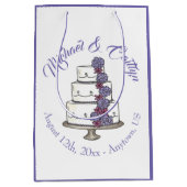 紫のバラの結婚フローラのケーキ好み ミディアムペーパーバッグ (正面)