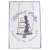 紫のバラの結婚フローラのケーキ好み ミディアムペーパーバッグ (裏面)