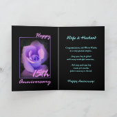 紫のバラの花が咲きかけの15周年結婚記念カード カード (内部)