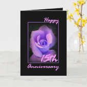 紫のバラの花が咲きそうな15周年結婚記念カード カード (黄色い花)