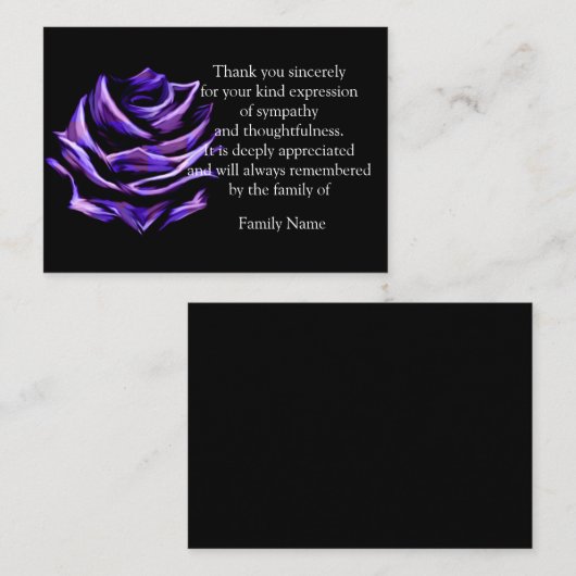 紫のバラの花と葬式カード ノートカード (正面/裏面)