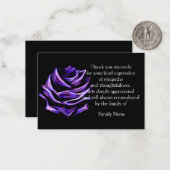 紫のバラの花と葬式カード ノートカード (正面/裏面インサイチュ)