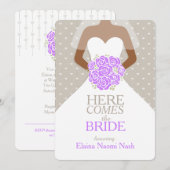 紫のバラの花束のグラフィック　ブライダルシャワー 招待状 (正面/裏面)