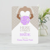 紫のバラの花束のグラフィック　ブライダルシャワー 招待状 (スタンド正面)