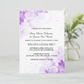 紫のバラの花束結婚式招待状vr4 招待状 (スタンド正面)